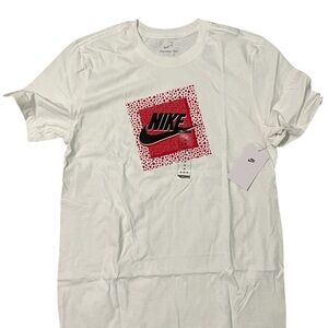 Nike Men's White T-Shirt with Red Logo